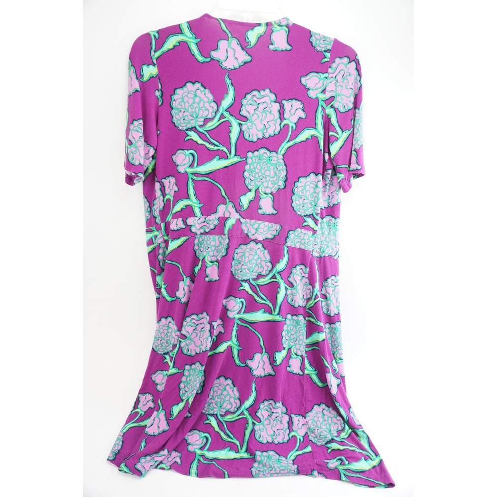 Lilly Pulitzer Dress Women Medium Purple Floral Front Tie Rayon Blend Excellent - Picture 5 of 5